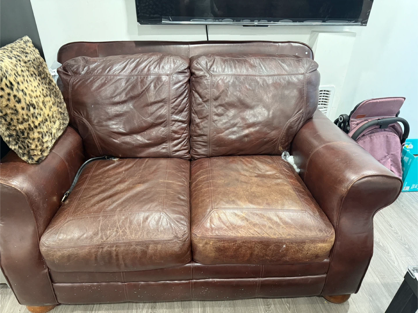 Leather Sofa & Recliner Set - Brown - photo 5