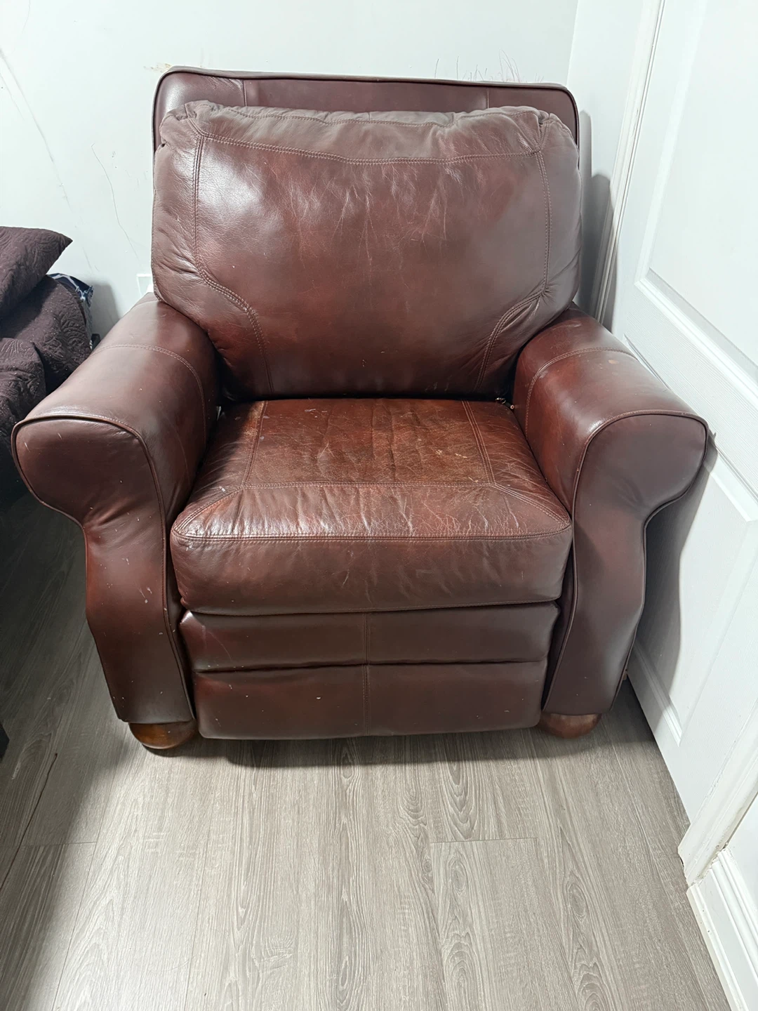 Leather Sofa & Recliner Set - Brown