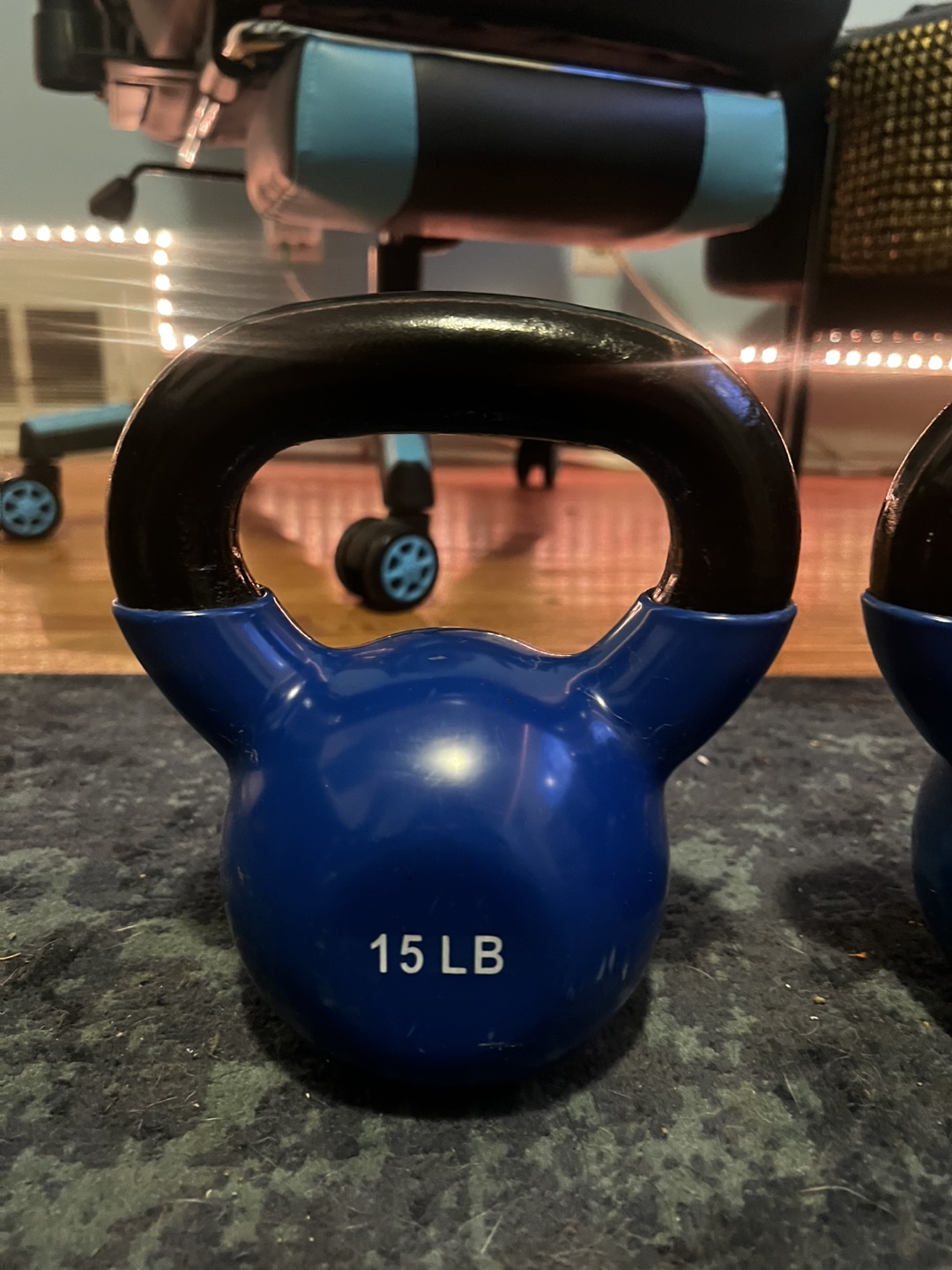 Pair of 15 LB Kettlebells - Blue - photo 2