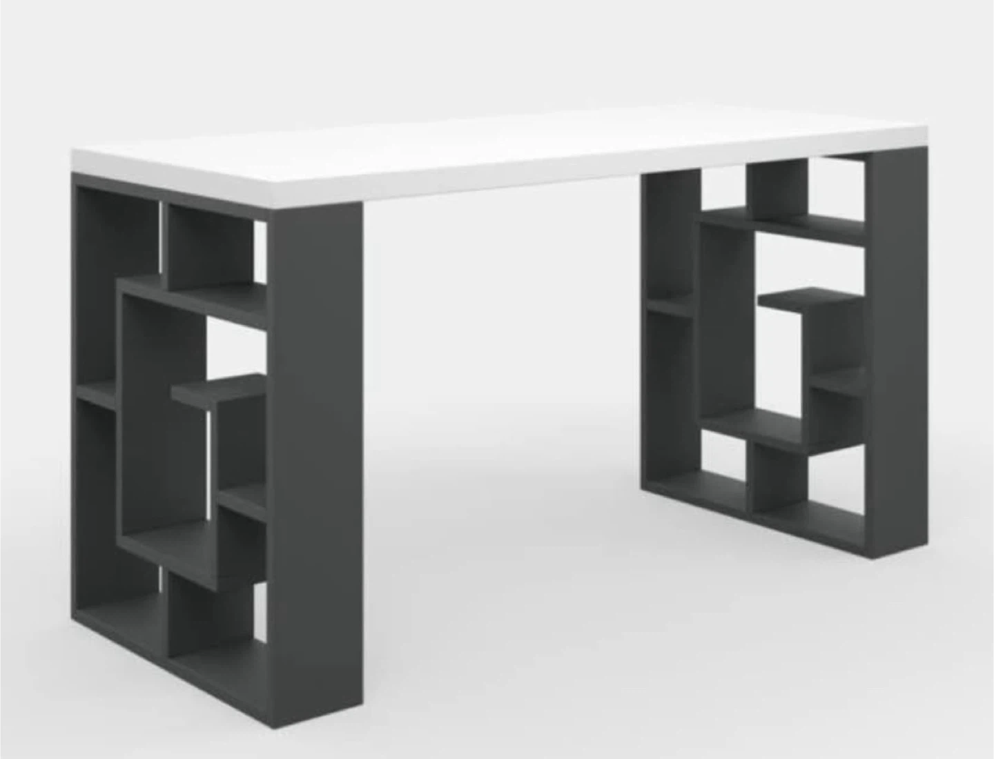Modern Desk with Shelving, 55 x 30 inches