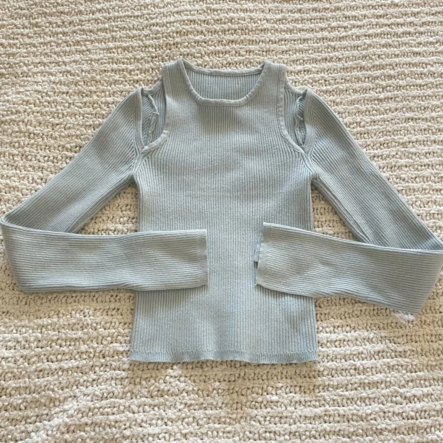 COMMSENE Light Blue Cut Out Shoulder Long Sleeve Top S image indicator(4)