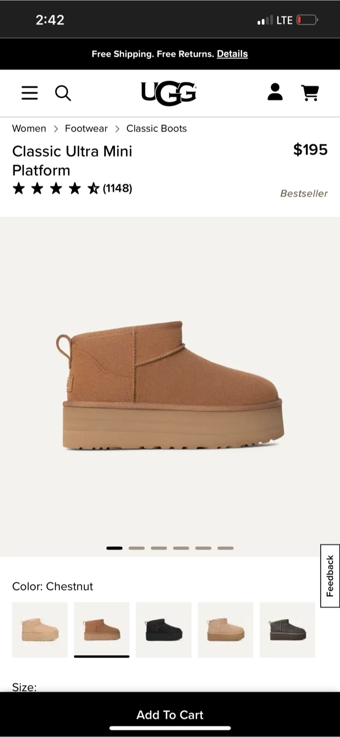 UGG Classic Ultra Mini Platform Boots - Size 8