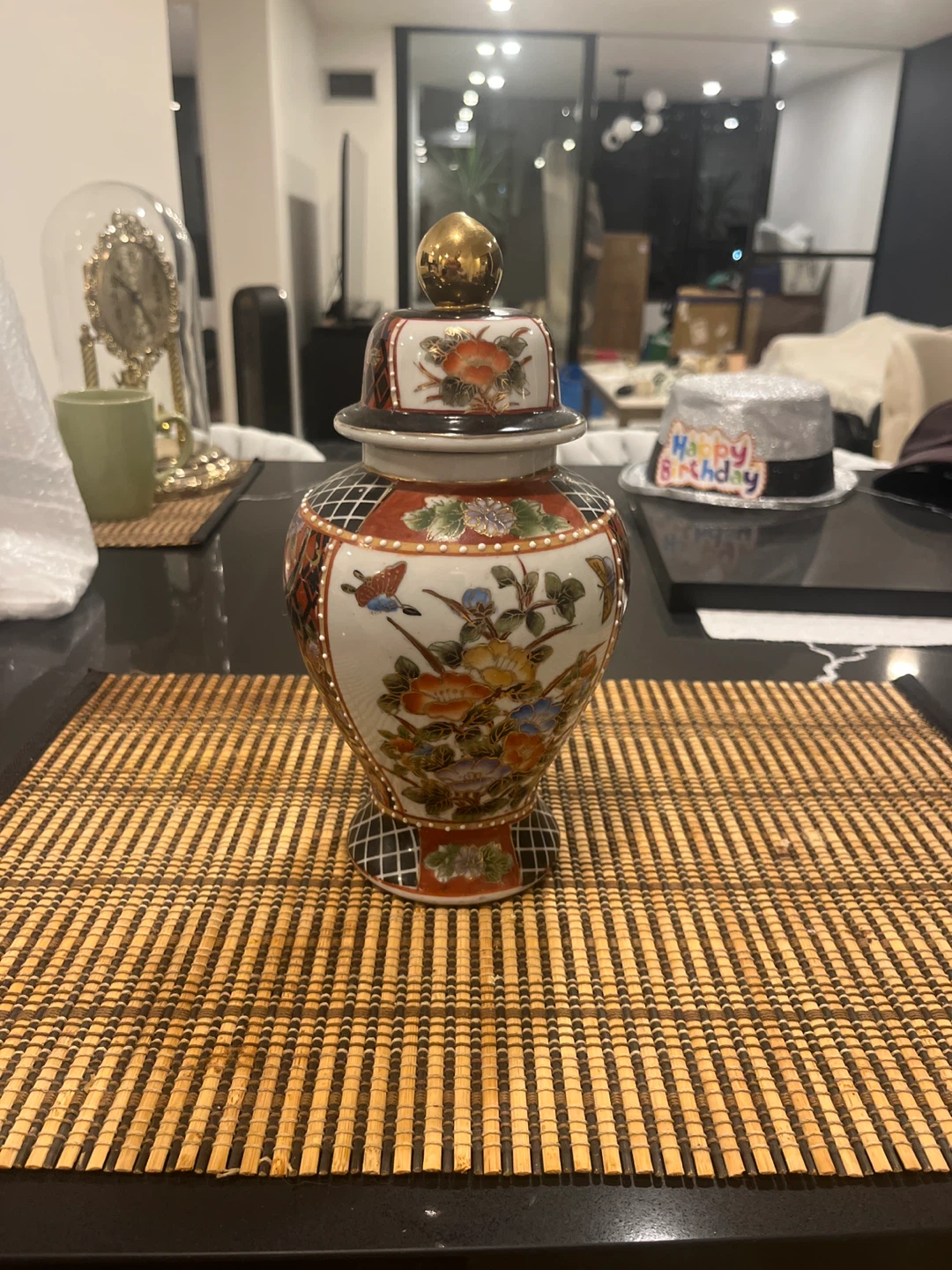 Vintage Decorative Floral Urn with Lid