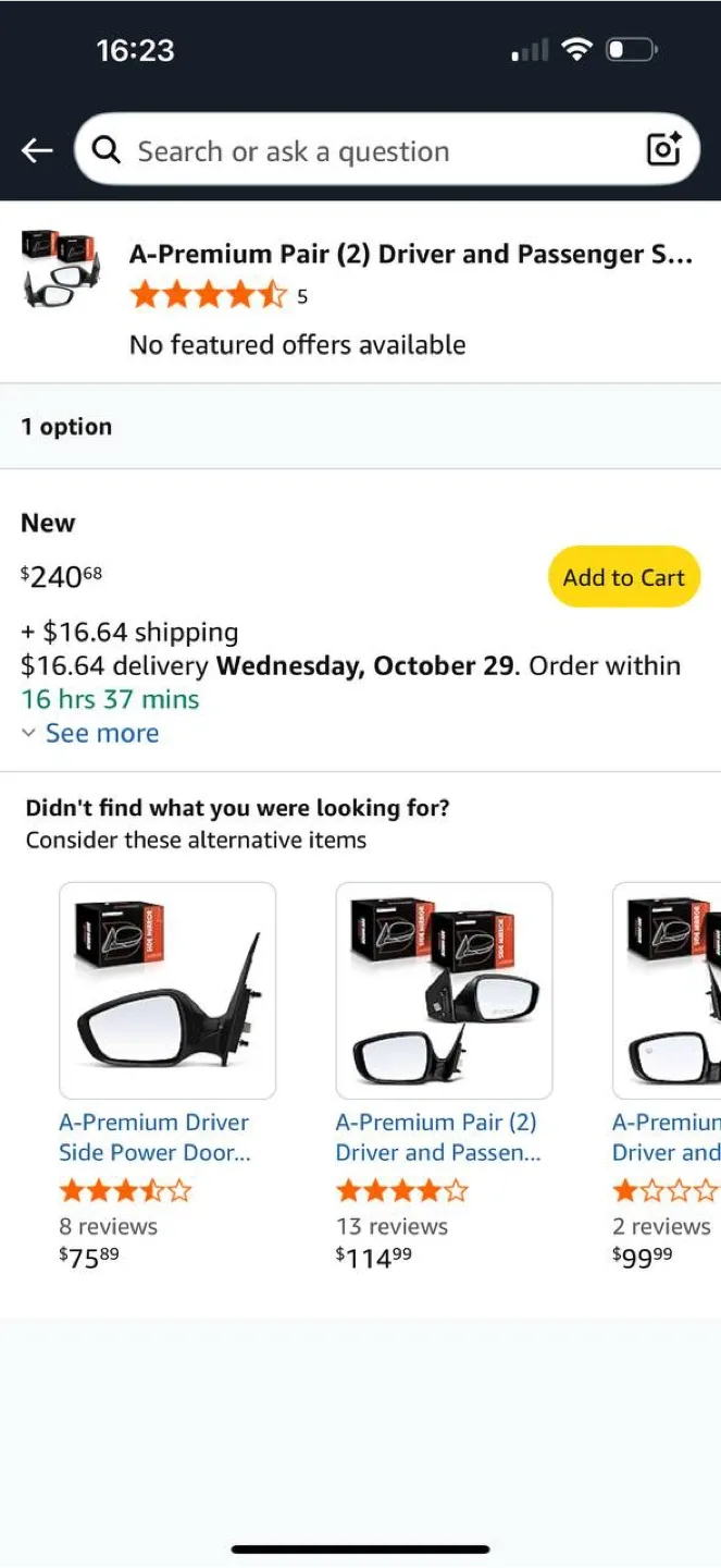 A-Premium Side Mirrors Set for Hyundai Elantra GT 2013–2017 🚗 image indicator(7)