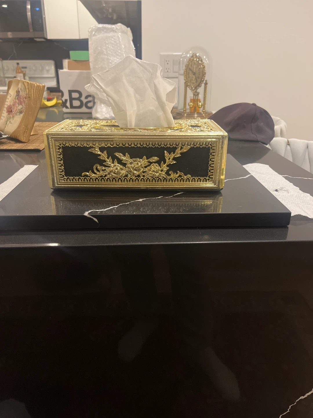 Gold Decorative Tissue Box Cover
