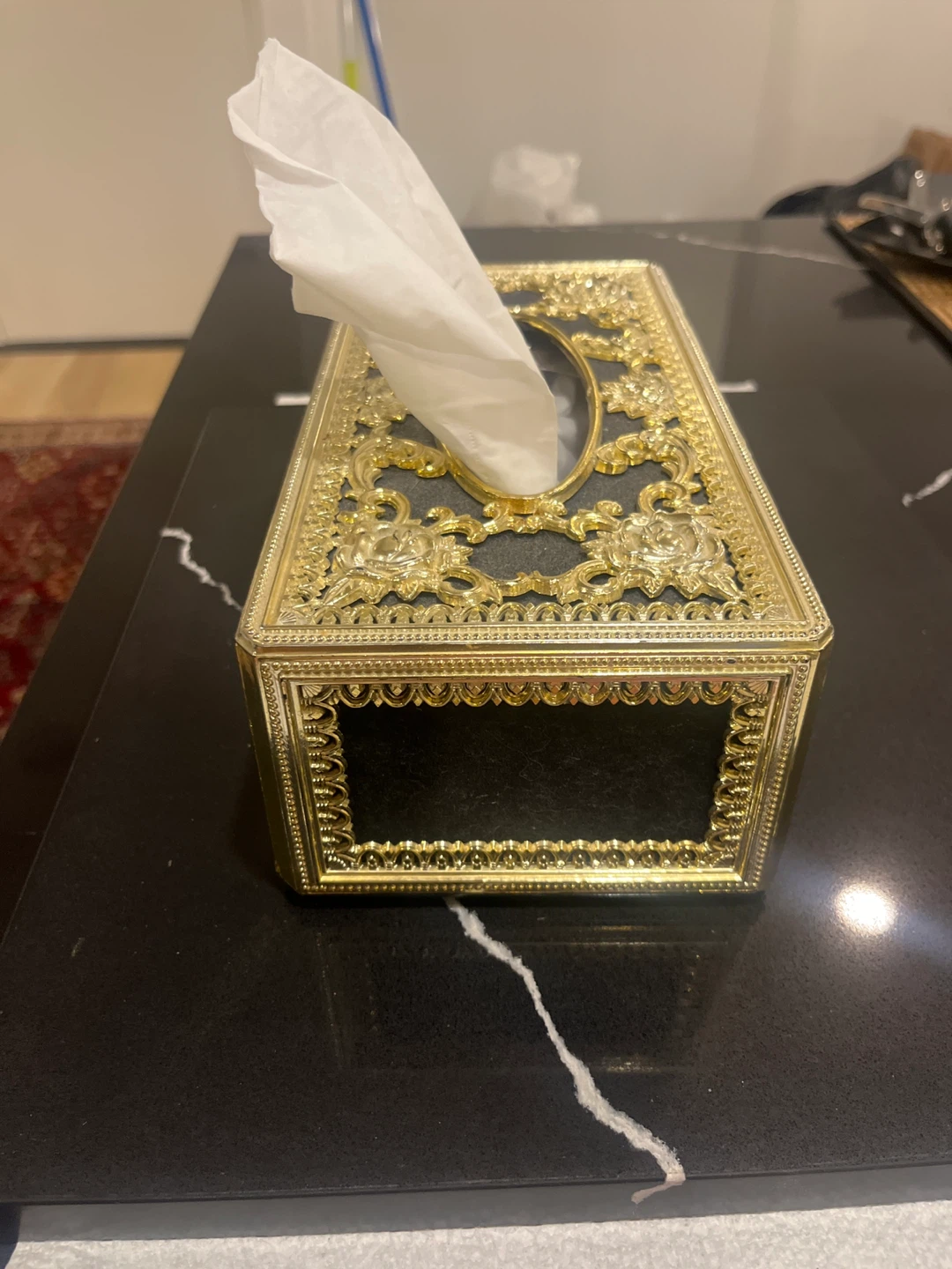 Gold Decorative Tissue Box Cover - photo 2