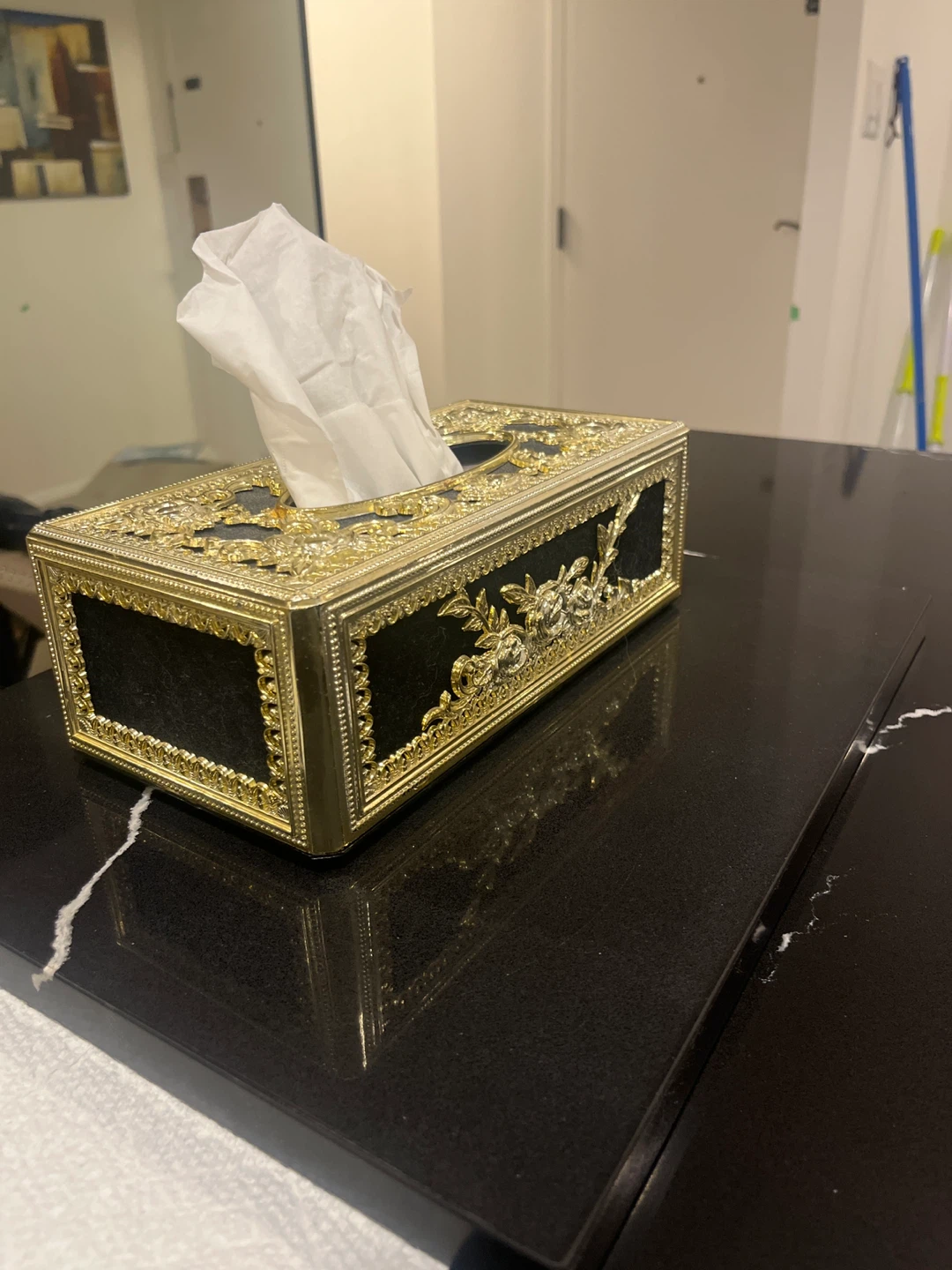 Gold Decorative Tissue Box Cover - photo 3