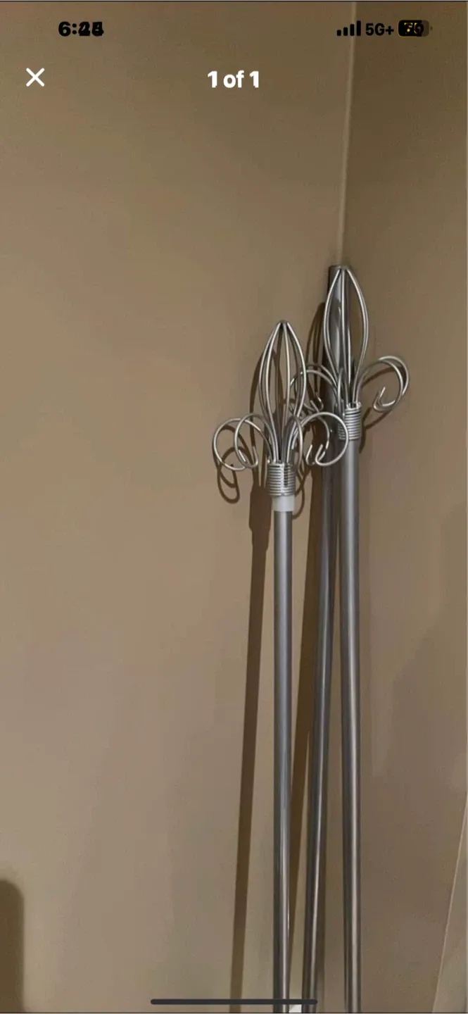 Silver Curtain Rods with Decorative Finials thumbnail