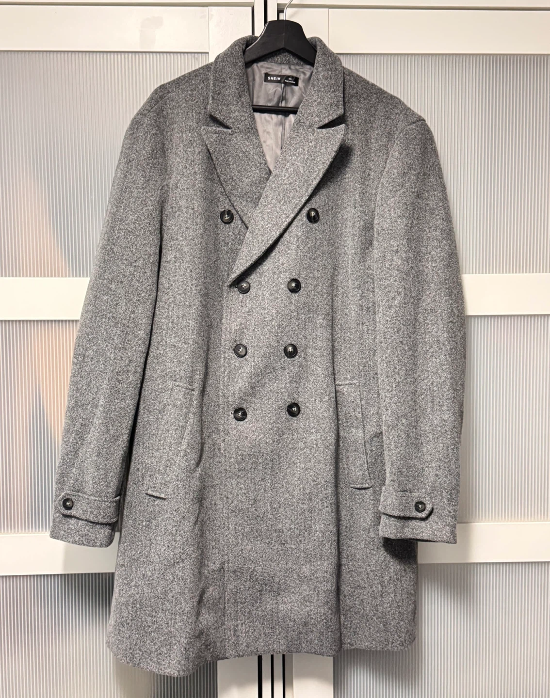 Shein Grey Double Breasted Coat - Size L