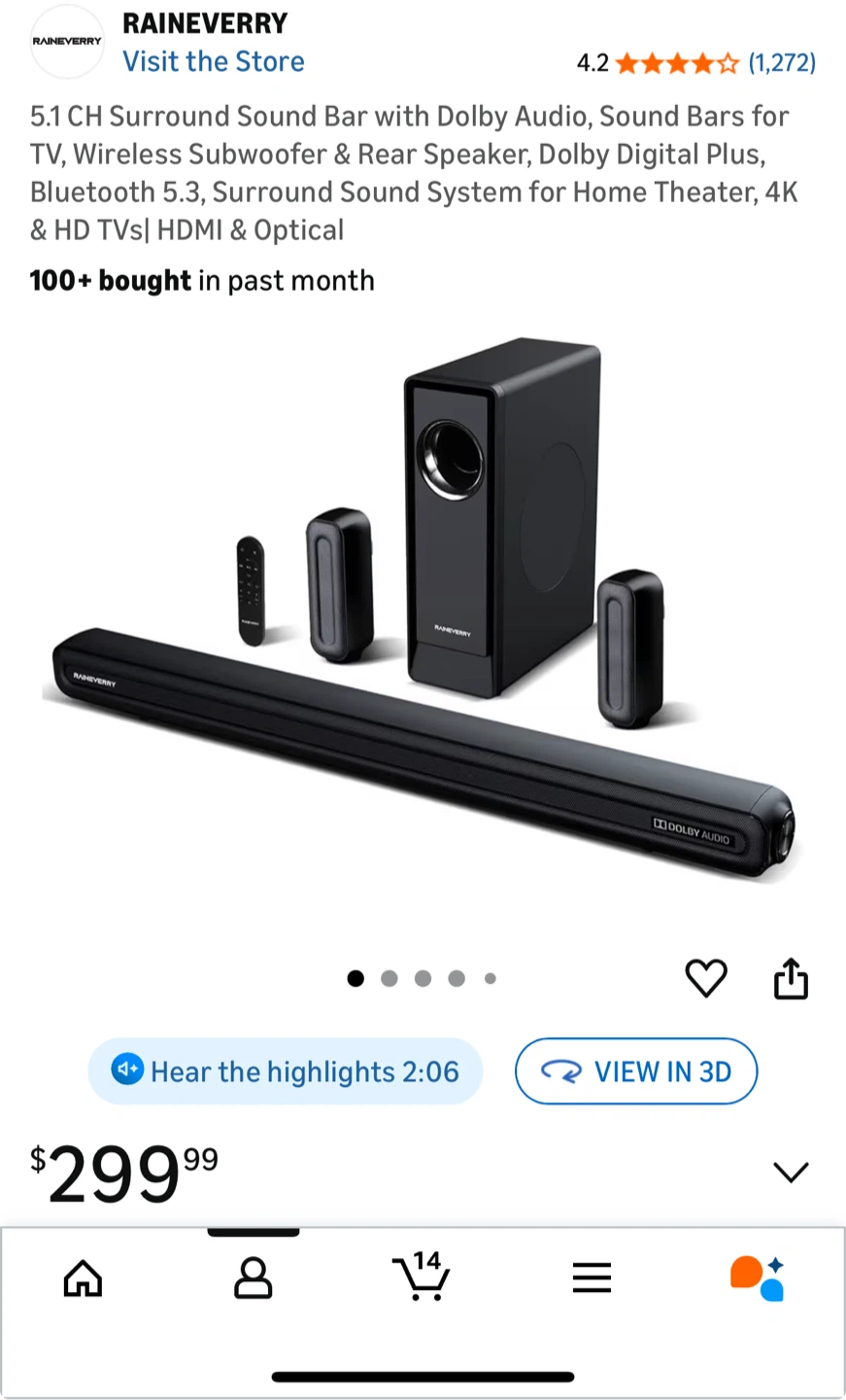 RAINEVERRY 5.1 CH Surround Sound Bar - New in Box!