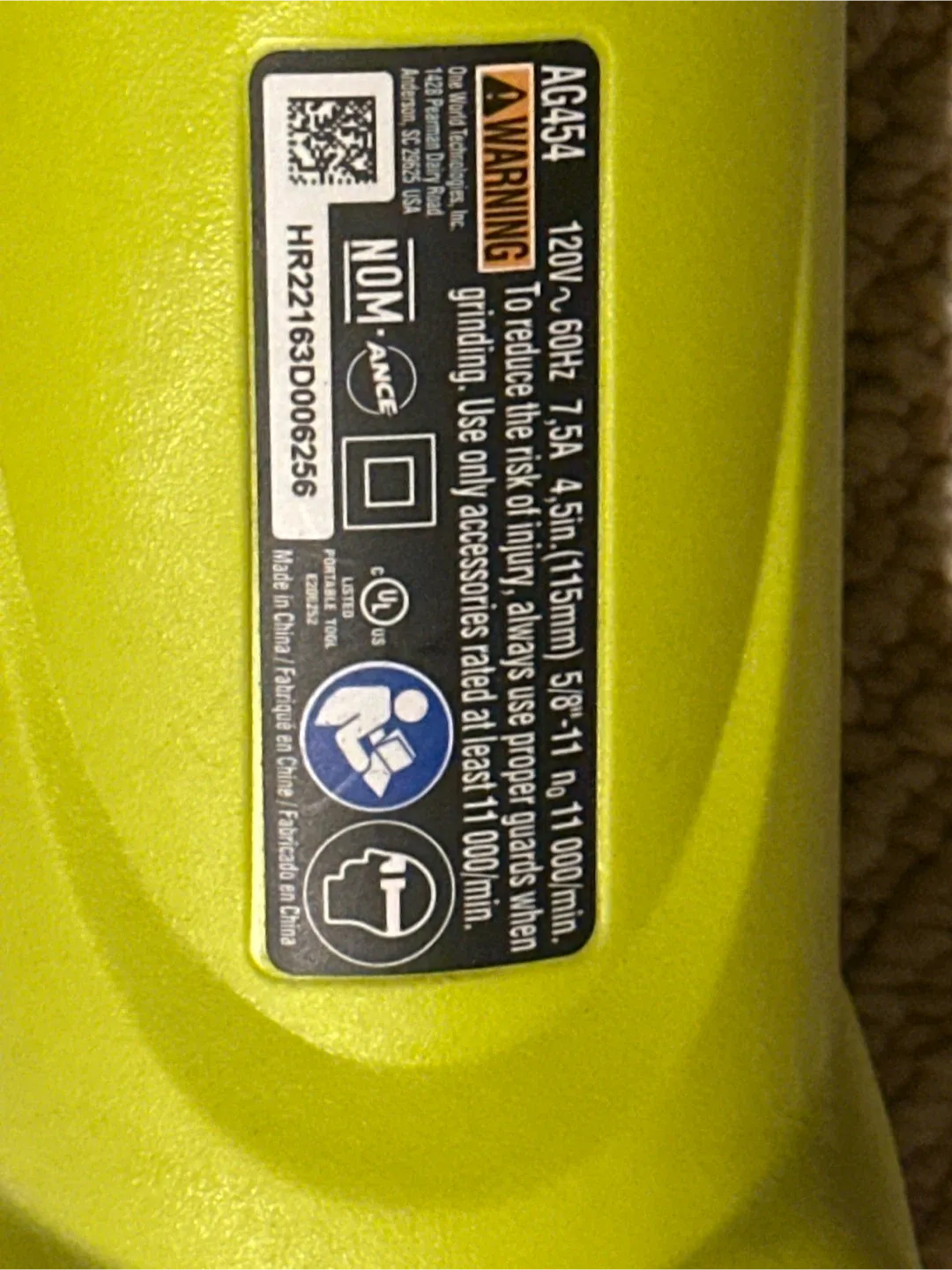 Ryobi 4-1/2" Angle Grinder with Rotating Rear Handle image indicator(2)