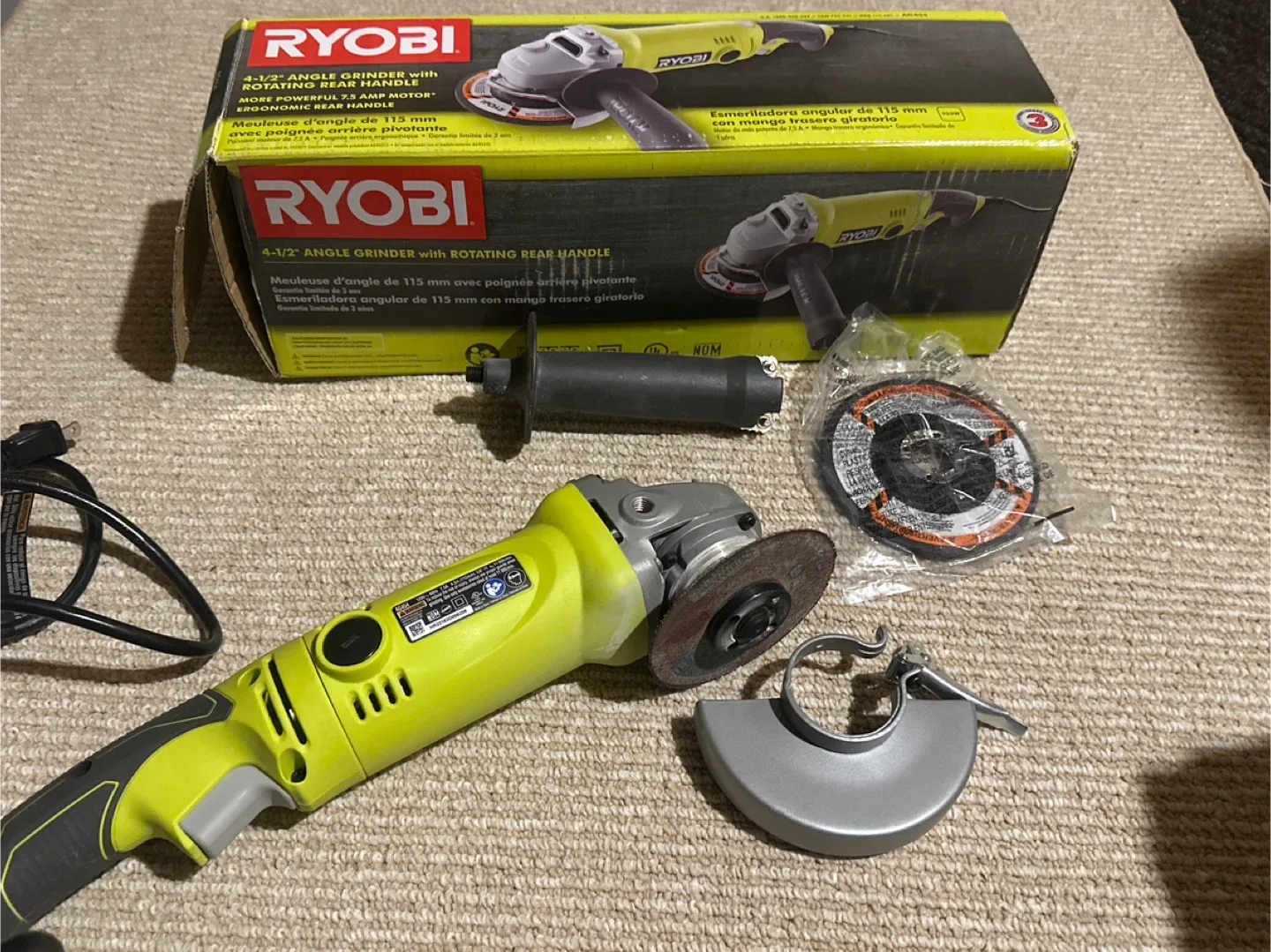 Ryobi 4-1/2" Angle Grinder with Rotating Rear Handle thumbnail