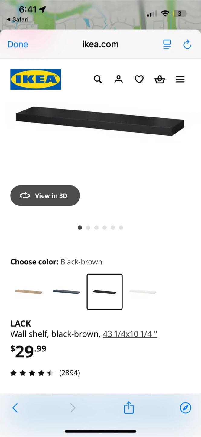IKEA LACK Wall Shelf - Black-Brown - 43 1/4x10 1/4"