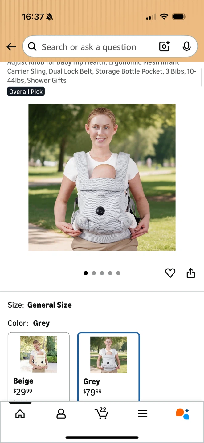 Baby Hip Seat Carrier - Grey