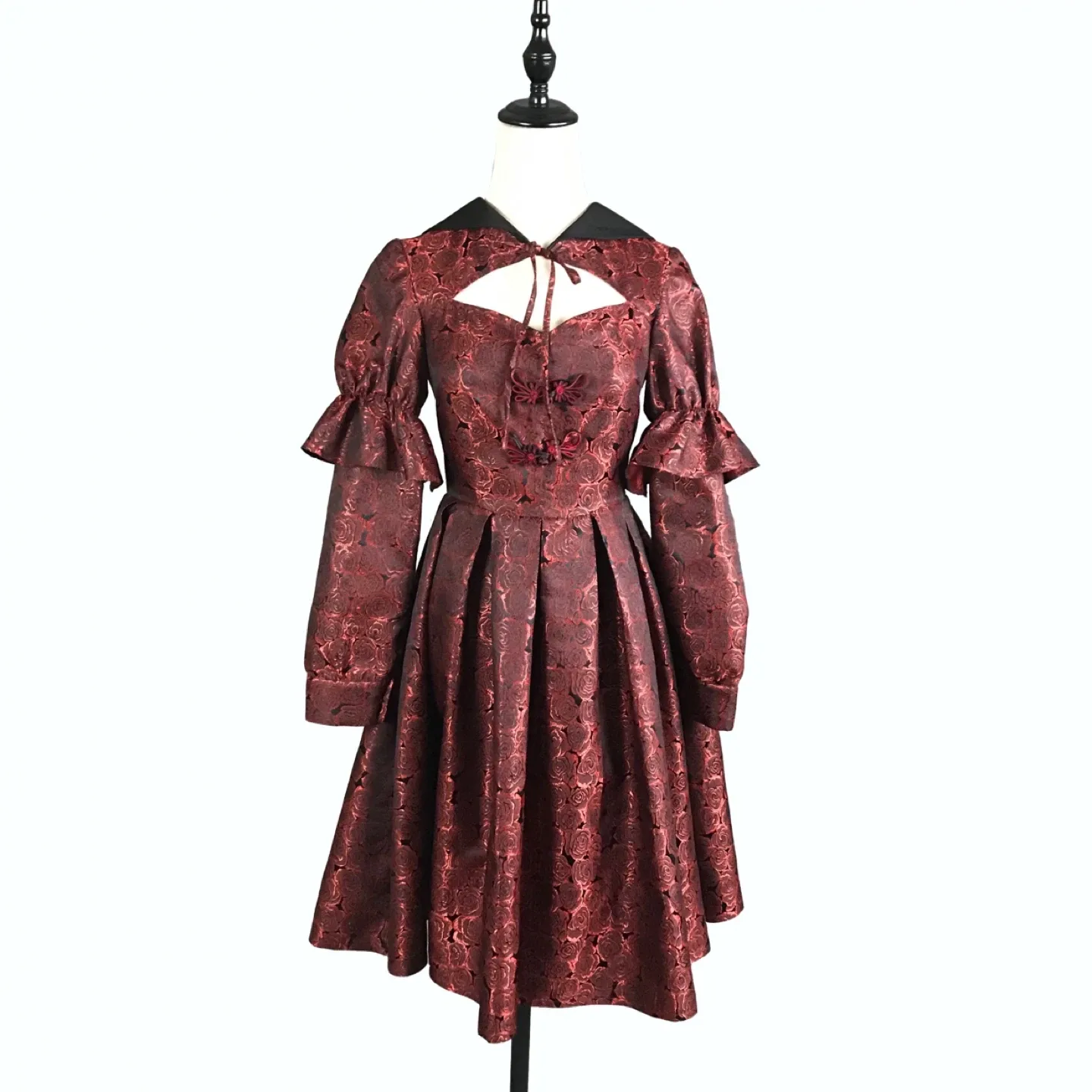Burgundy Rose Pattern Lolita Dress/ Halloween vampire costume thumbnail