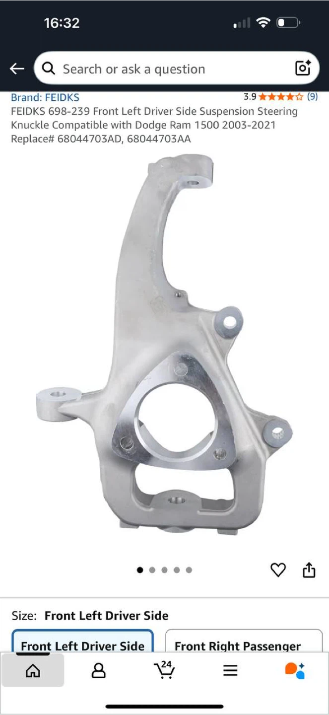 FEIDKS Front Left Steering Knuckle for Dodge Ram 1500 2003–2021