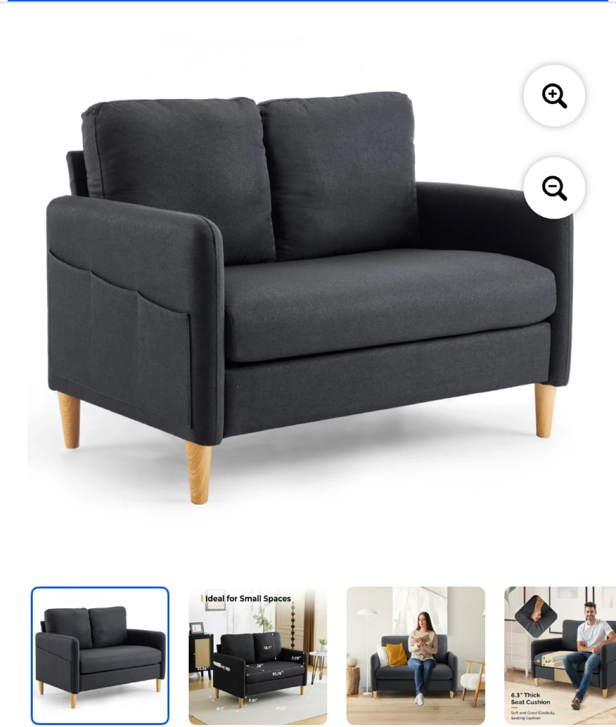 Compact Loveseat Sofa - Black BRAND NEW IN BOX NEVER OPENED - photo 2