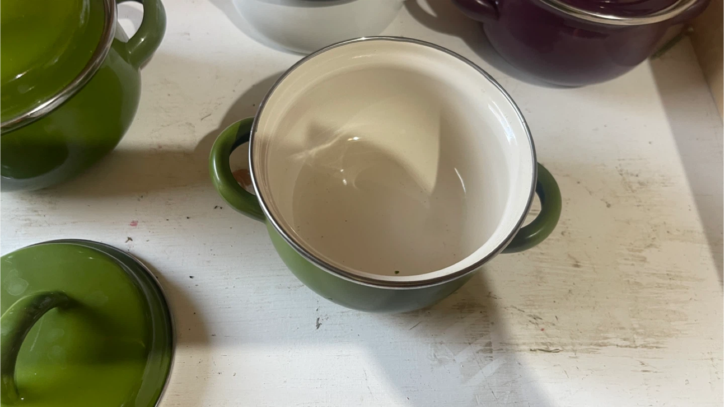 Enamel Mini Casserole Pot - Green - photo 3
