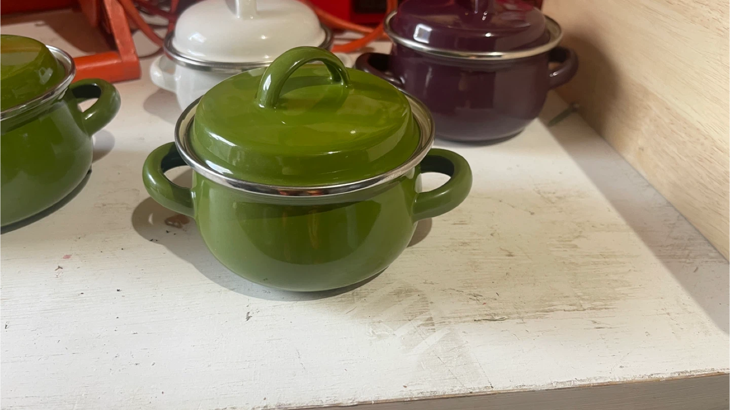 Enamel Mini Casserole Pot - Green - photo 2