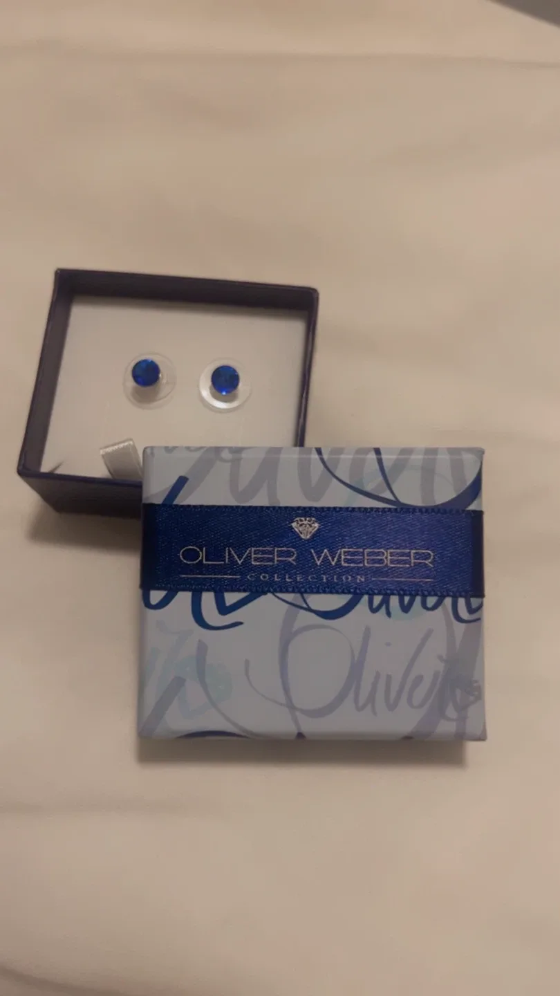 Oliver Weber Blue Crystal Earrings - New in Box image indicator(2)