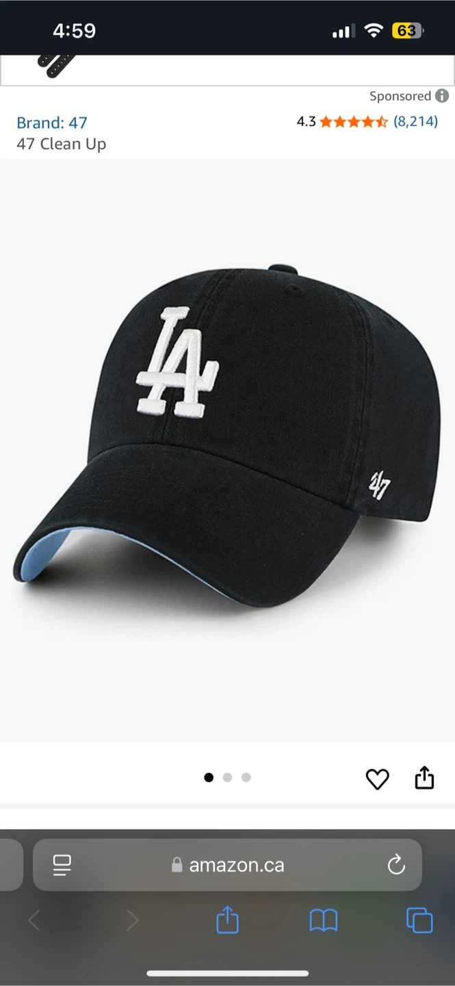 47 Brand LA Dodgers Clean Up Cap - Black/Blue