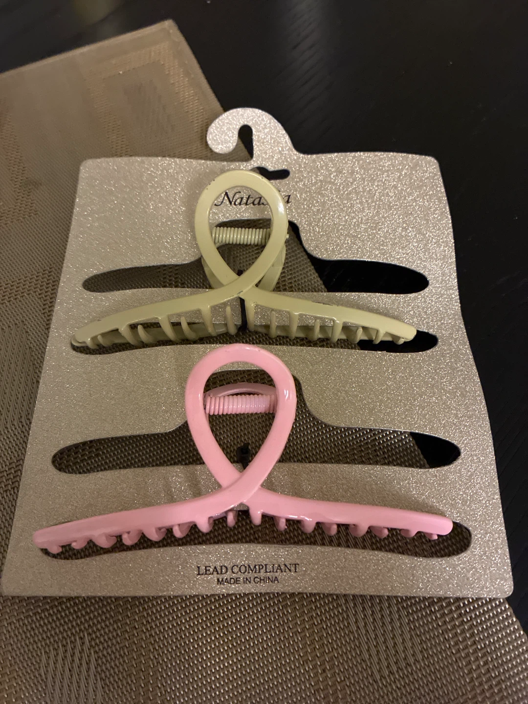 Nata Hair Claw Clips - Pink and Beige