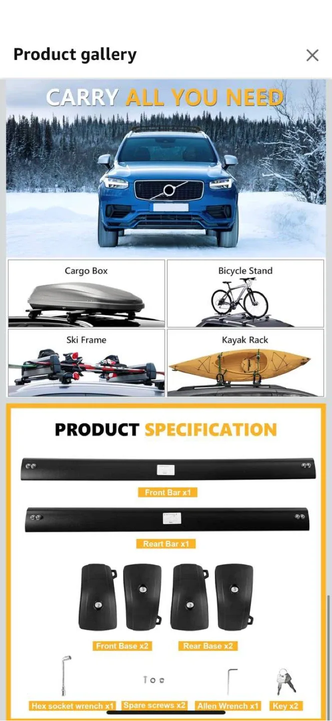 Tuyoung Roof Rack Cross Bars for Volvo XC90 (2016–2025) image indicator(6)