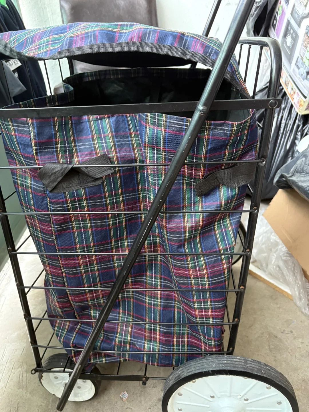 Plaid Folding Shopping Cart