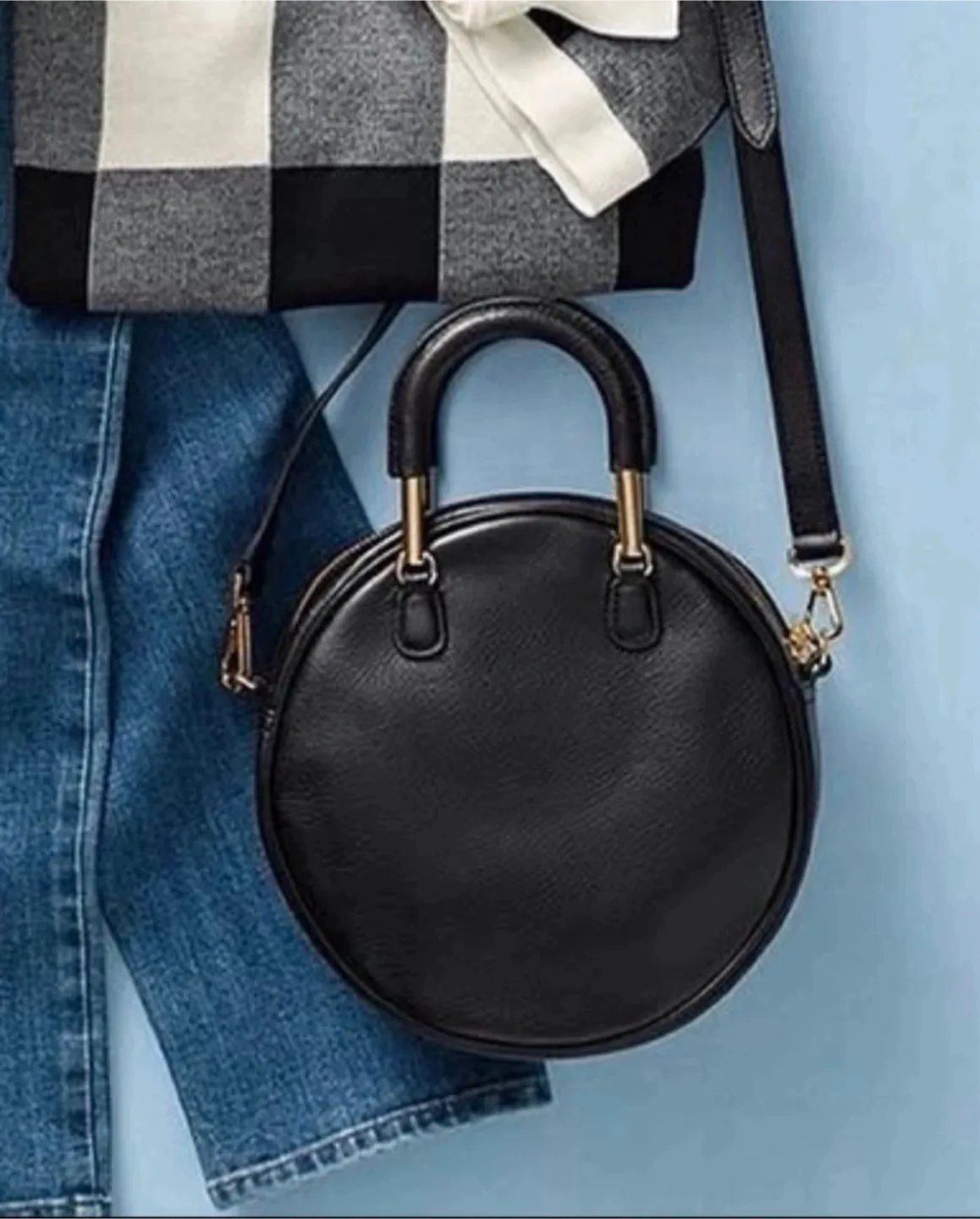 Talbots Round Black Leather Crossbody Bag image indicator(4)