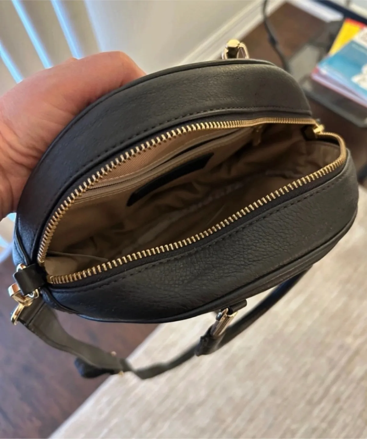 Talbots Round Black Leather Crossbody Bag image indicator(3)