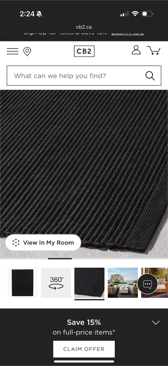 CB2 large 9x12 black outdoor area rug image indicator(2)