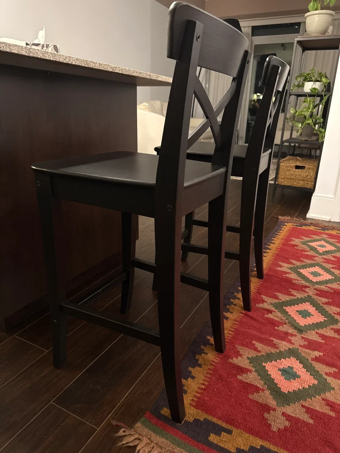 INGOLF Bar stool with backrest, brown-black, 24 3/4 " image indicator(3)