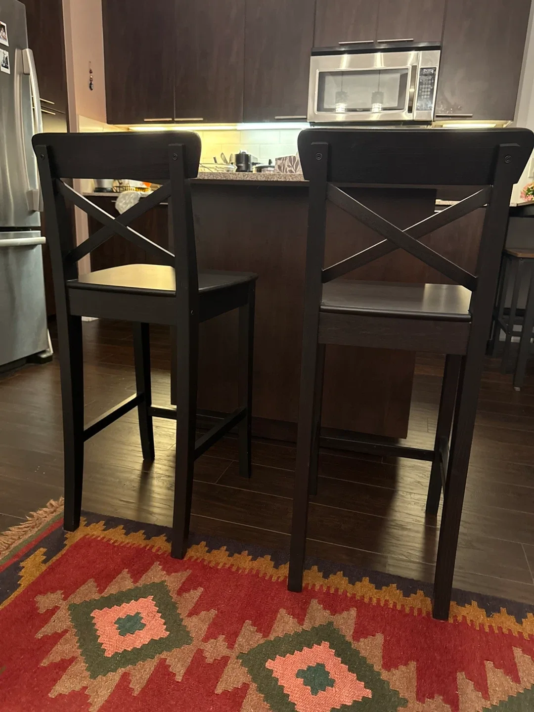 INGOLF Bar stool with backrest, brown-black, 24 3/4 " image indicator(2)