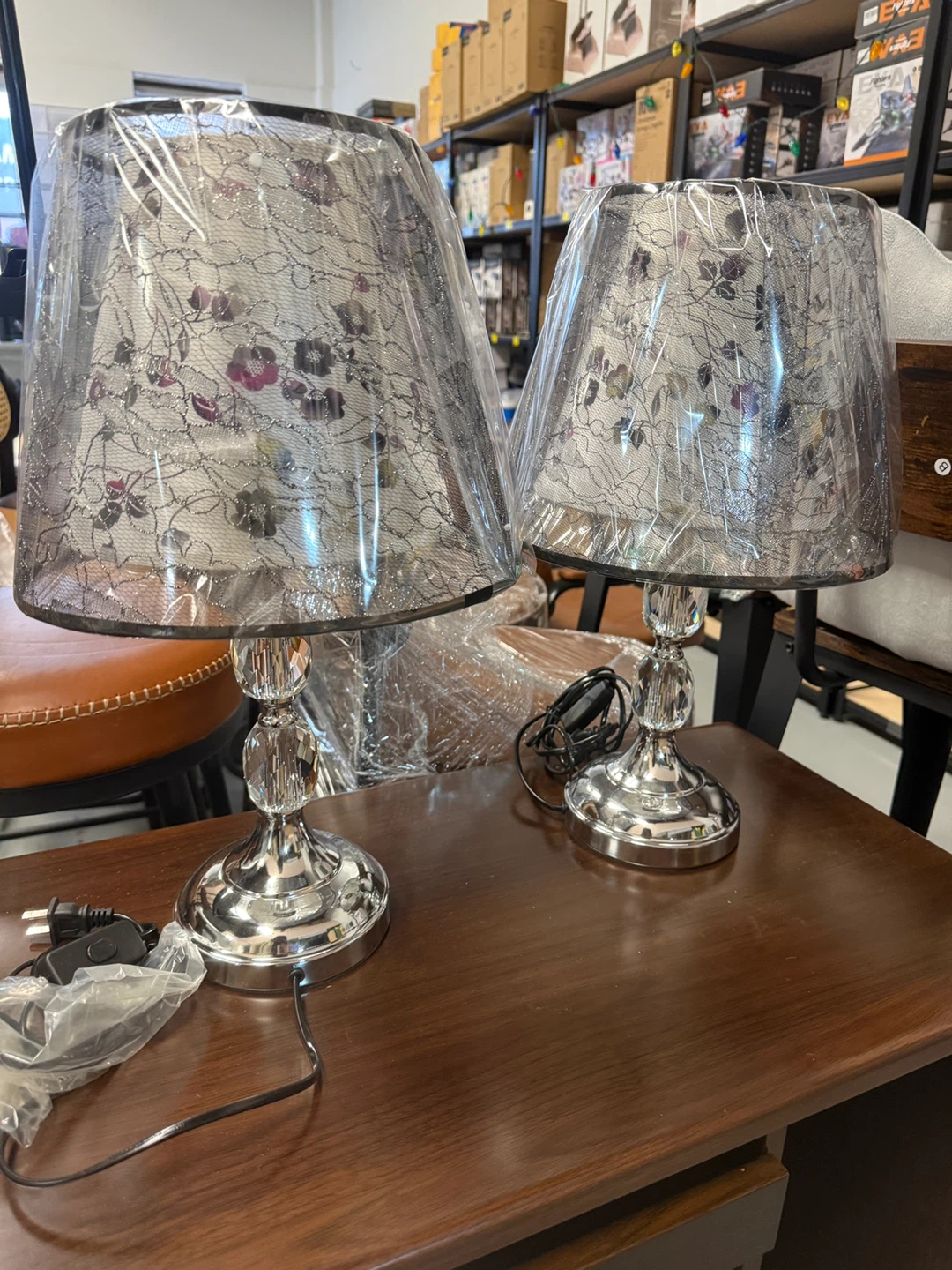 Table Lamps with Lace Shades - Set of 2