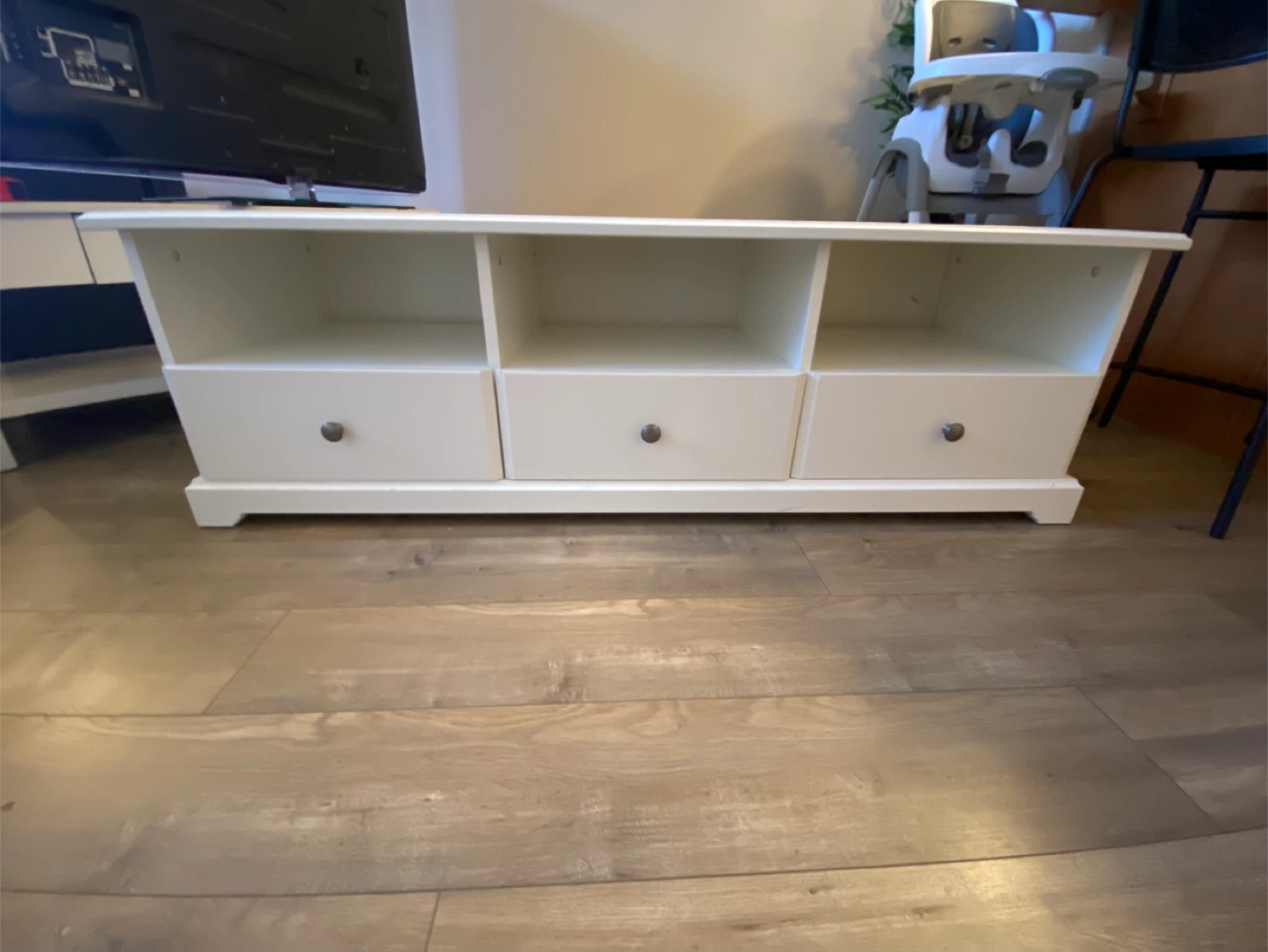 White TV Stand - 20 inches deep
