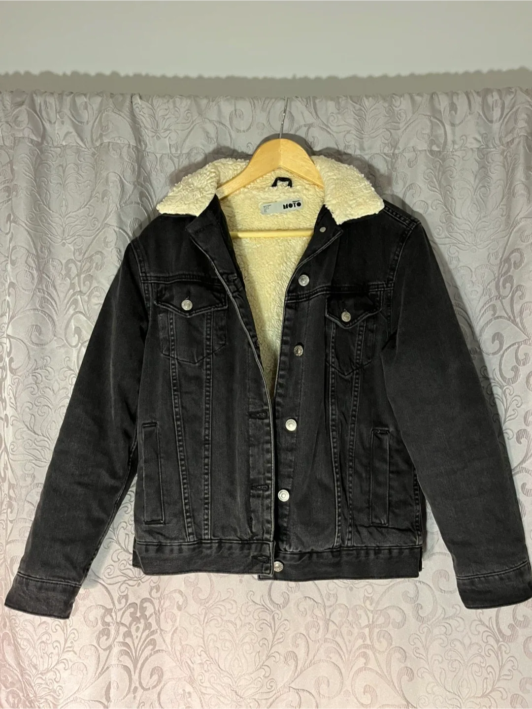 Topshop Sherpa denim jacket thumbnail