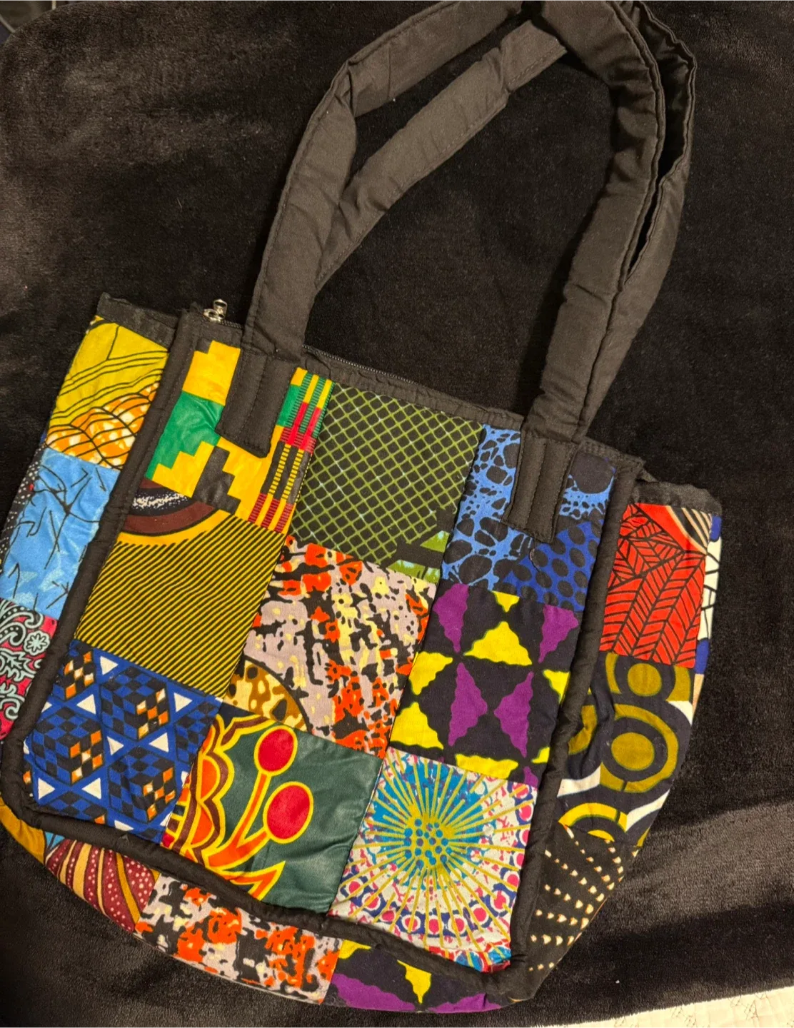 Colorful Patchwork Tote Bag( African fabric) thumbnail
