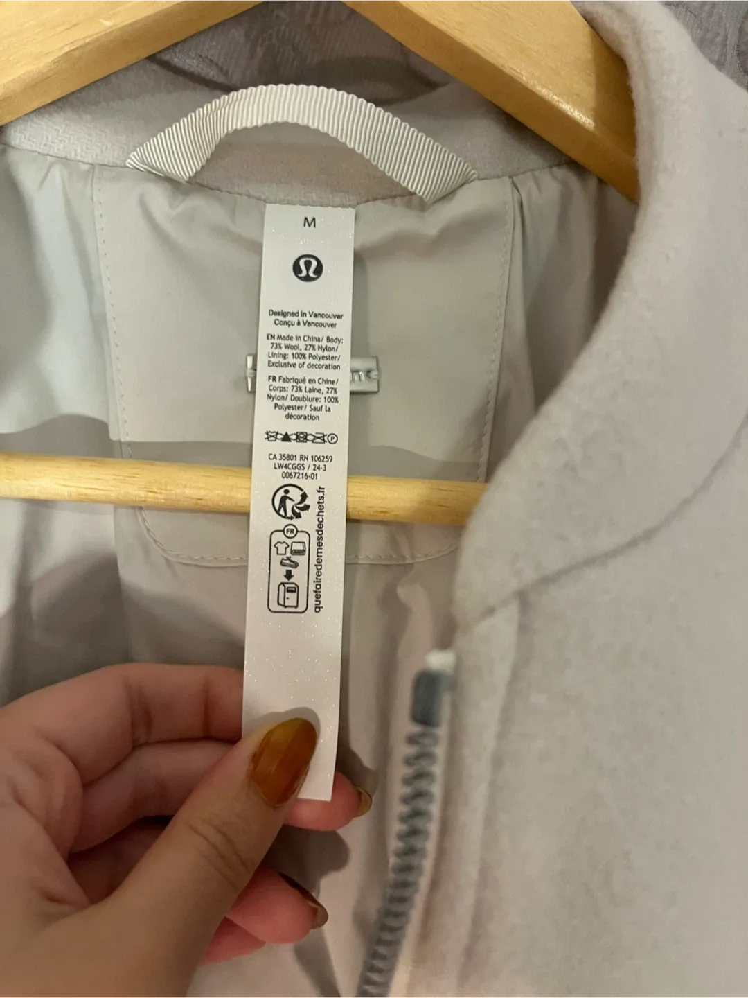 Lululemon Relaxed-Fit Zip-Front Wool Coat - Bone, Size M image indicator(4)