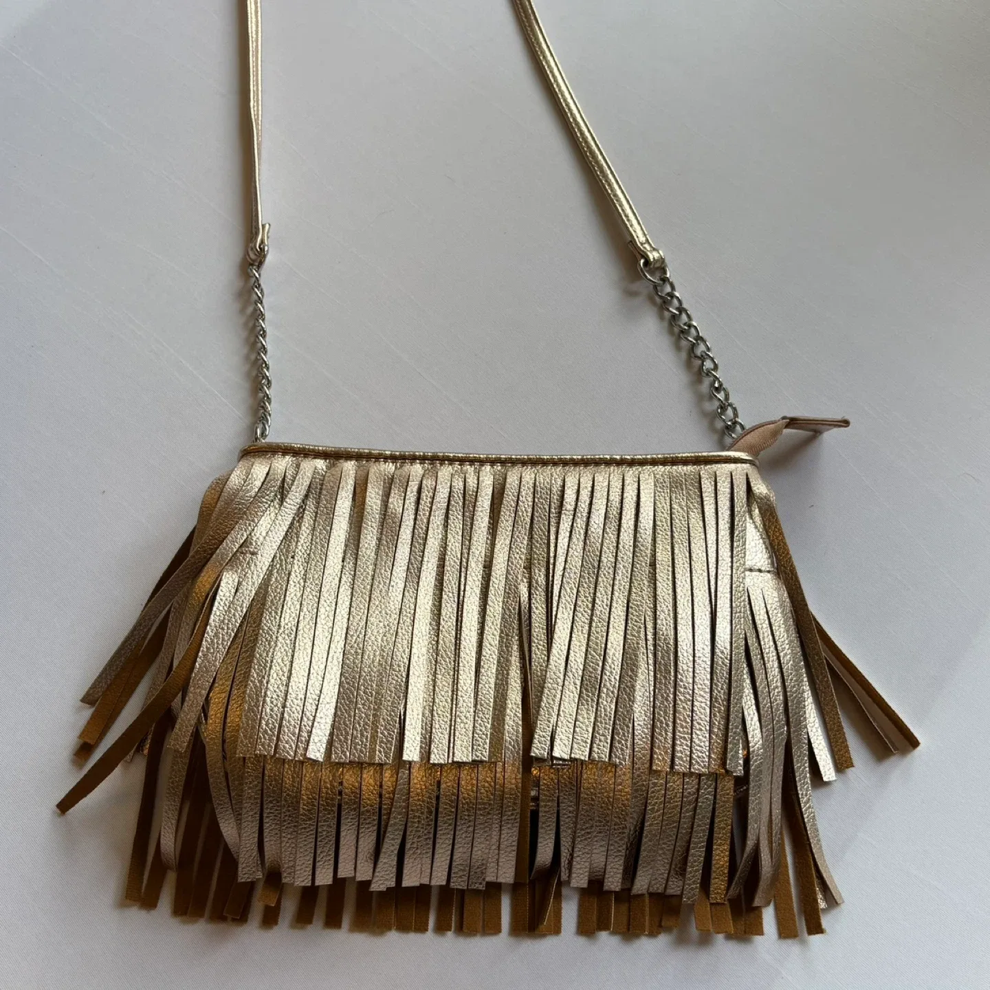 Candies Rose Gold Fringe Crossbody Bag Boho Purse Metallic thumbnail