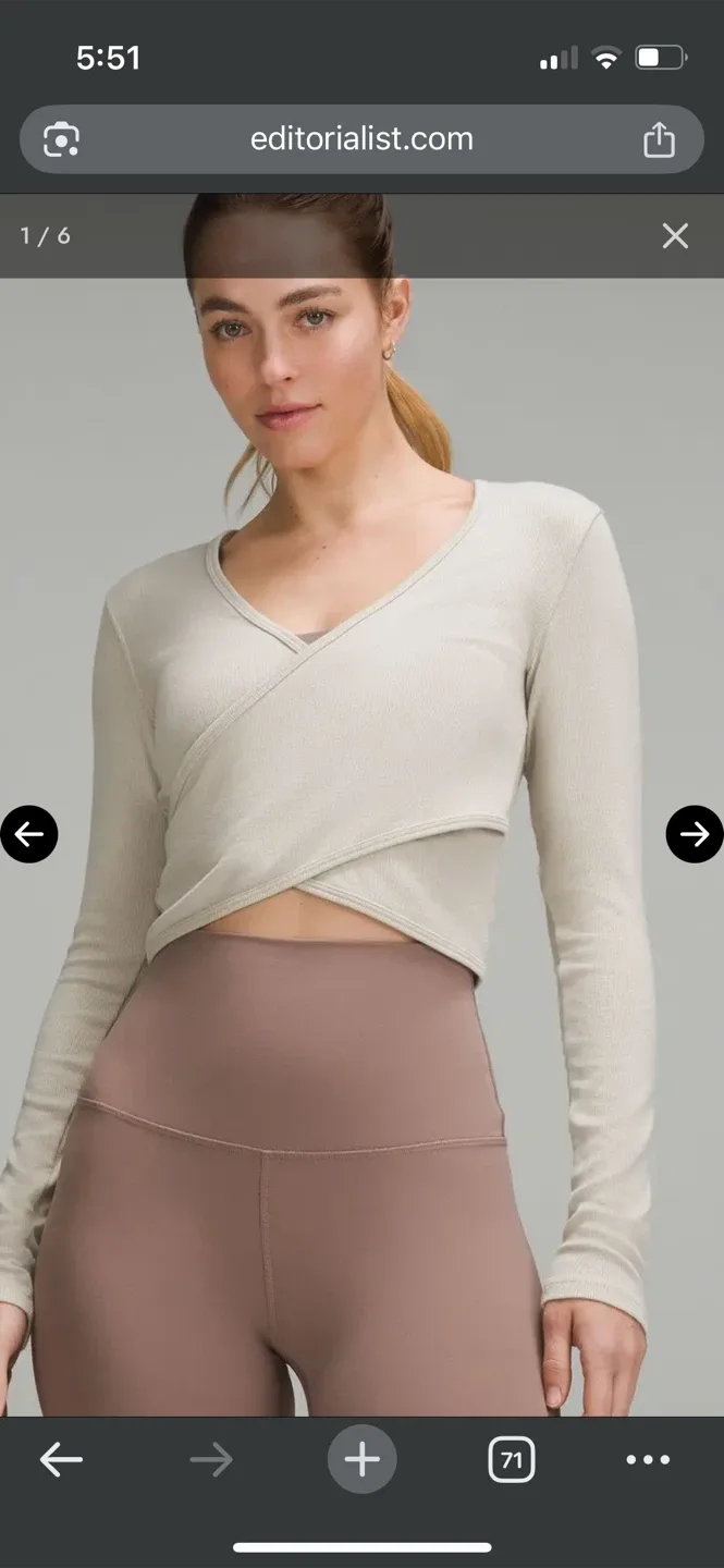 Lululemon Wrap Front Long Sleeve Top - Size 8 thumbnail