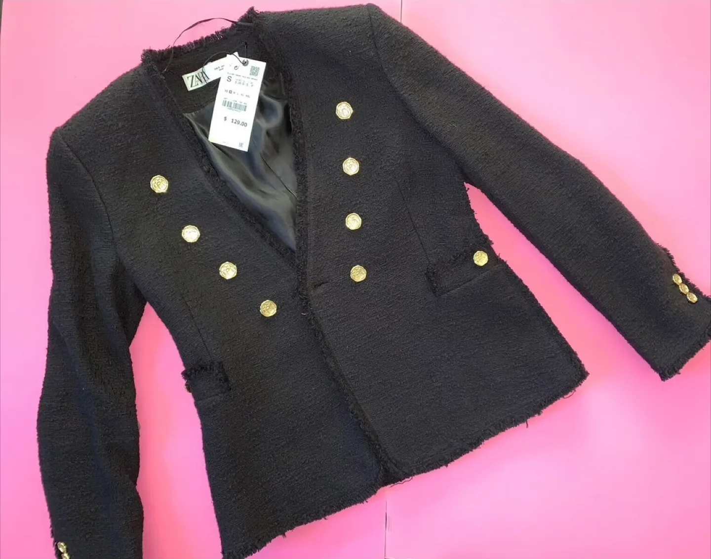 ZARA Black Tweed Blazer - Brand New! image indicator(9)