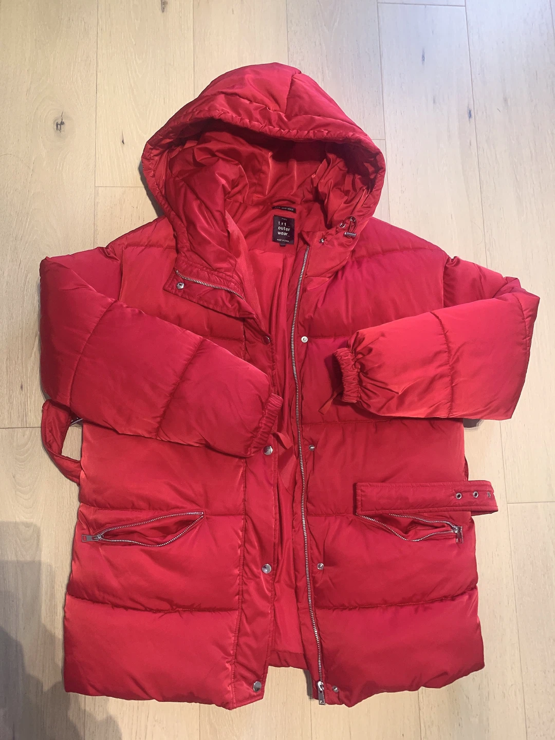 Zara TRF Outerwear Red Puffer Jacket - Size S - photo 3