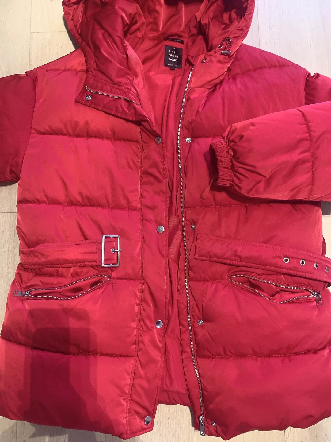 Zara TRF Outerwear Red Puffer Jacket - Size S image indicator(3)
