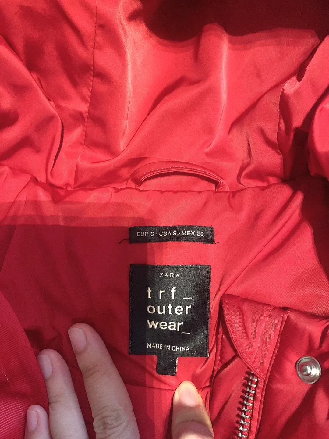 Zara TRF Outerwear Red Puffer Jacket - Size S image indicator(4)