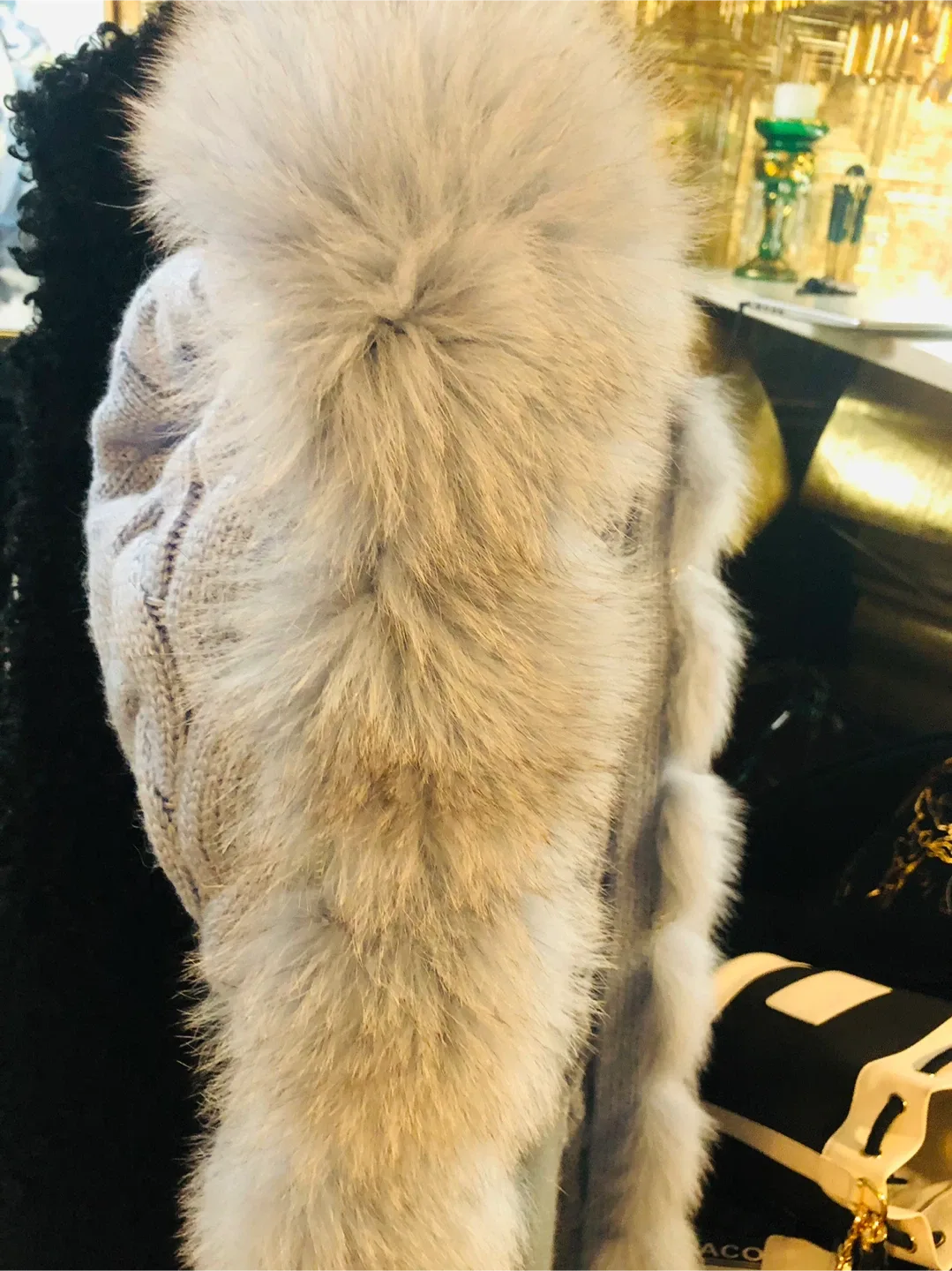 Binka Knit Cardigan with real  Fur Trim L/M image indicator(4)