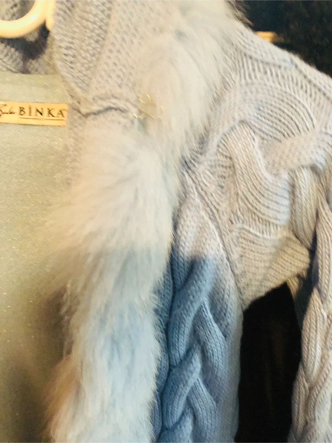 Binka Knit Cardigan with real  Fur Trim L/M image indicator(6)