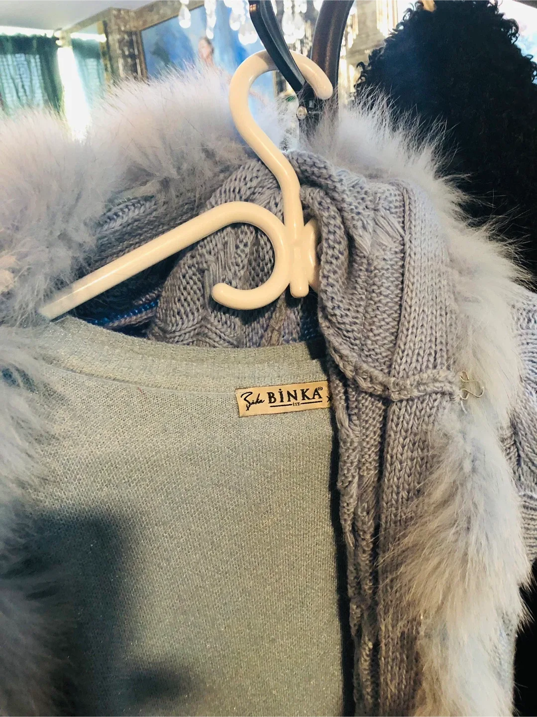 Binka Knit Cardigan with real  Fur Trim L/M image indicator(7)