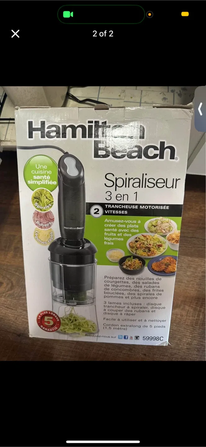 Hamilton Beach 3-in-1 Electric Spiralizer image indicator(2)