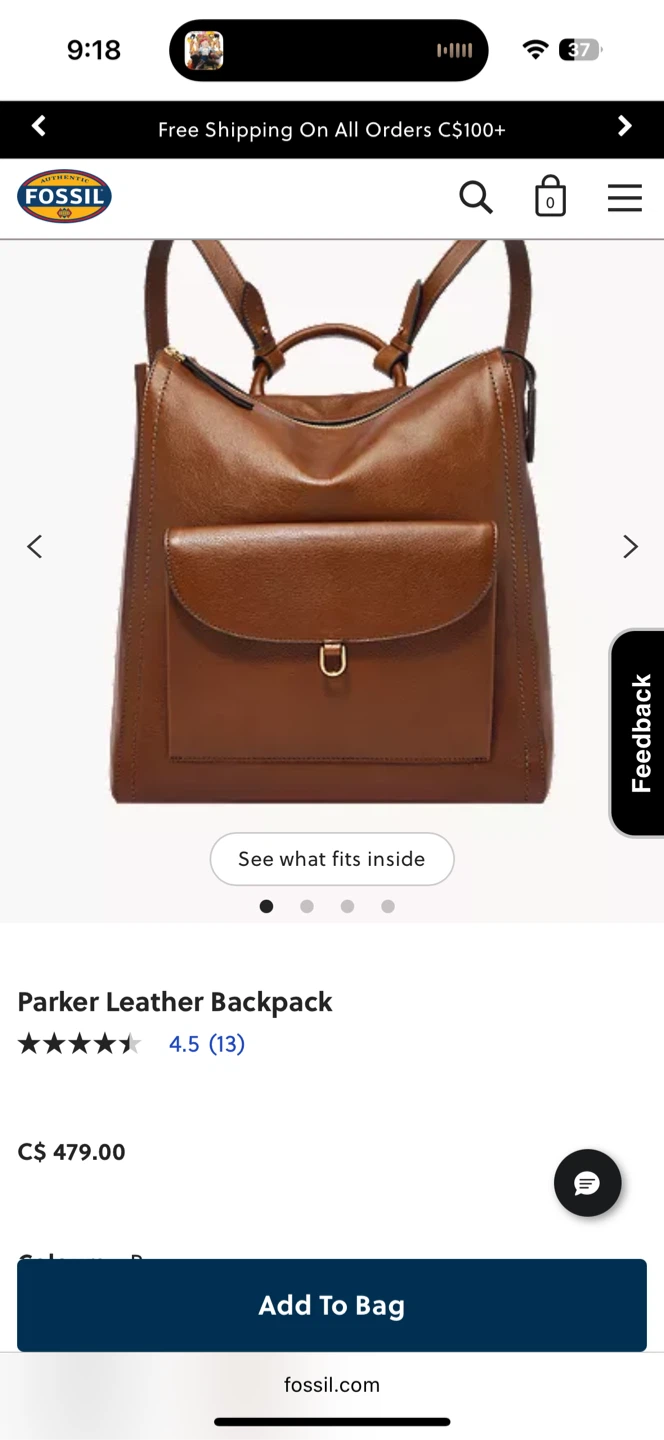 Fossil Parker Leather Backpack - Brown