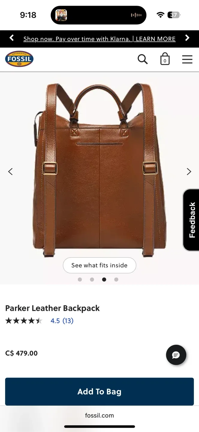 Fossil Parker Leather Backpack - Brown image indicator(3)